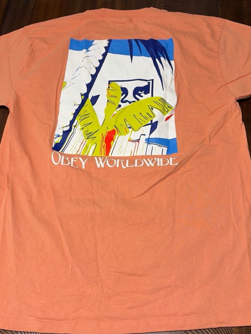 Obey Men's Coral Short-Sleeve Tee with Tropical Back Graphic